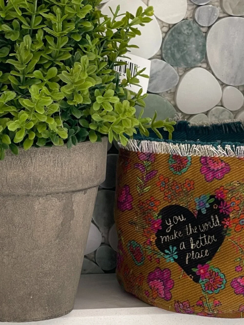 Nearly Natural Faux Boxwood + Natural Life Planter Cover Decor Bundle-NEW